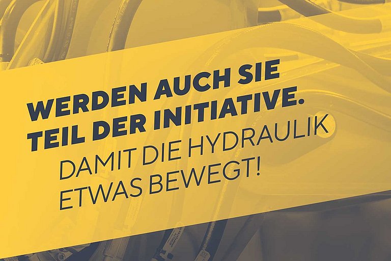 Infografik mit Schrift Werden auch Sie Teil der Initiative damit die Hydraulik etwas bewegt